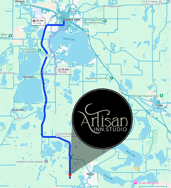 Map of the Artisan Inn Studio Lodge and Creative Retreat