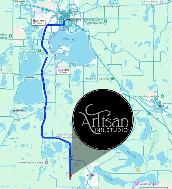 Map of the Artisan Inn Studio Lodge and Creative Retreat