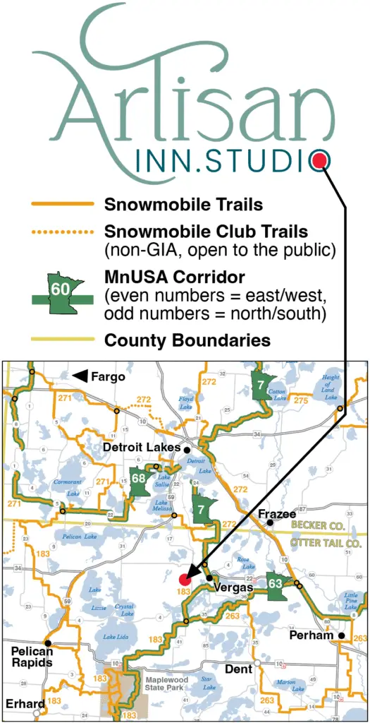 Artisan Inn Studio Vacation Lodging and Retreat Snowmobile Trails Access.