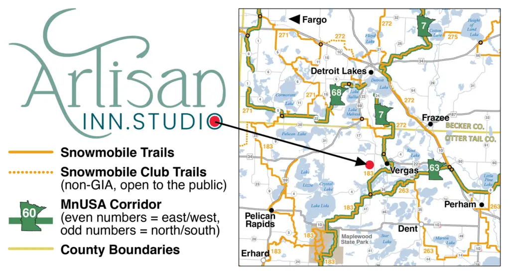 Artisan Inn Studio Vacation Lodging and Retreat Snowmobile Trails Access.